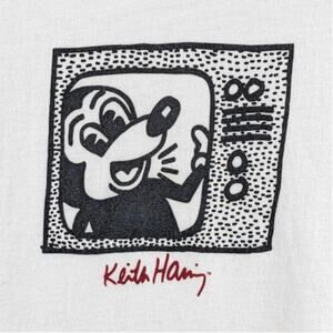 H&M x Keith Haring Disney Mickey Mouse Collab Graphic Tee White Small S Art